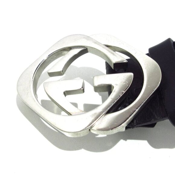 GUCCI Guccissima Black Silver Leather Hardware Belt 271-030525 - Picture 3 of 7